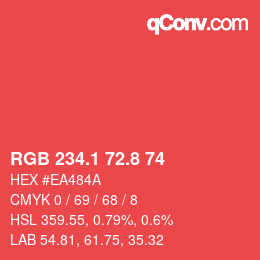 カラーコード: RGB 234.1 72.8 74 | qconv.com