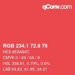 Color code: RGB 234.1 72.8 76 | qconv.com