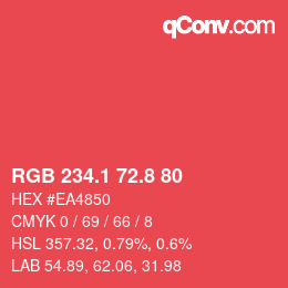 カラーコード: RGB 234.1 72.8 80 | qconv.com
