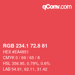 カラーコード: RGB 234.1 72.8 81 | qconv.com