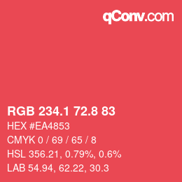 カラーコード: RGB 234.1 72.8 83 | qconv.com