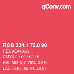 カラーコード: RGB 234.1 72.8 90 | qconv.com