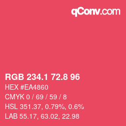 カラーコード: RGB 234.1 72.8 96 | qconv.com