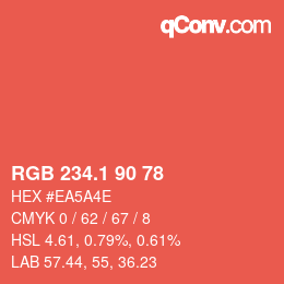 カラーコード: RGB 234.1 90 78 | qconv.com