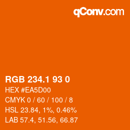カラーコード: RGB 234.1 93 0 | qconv.com