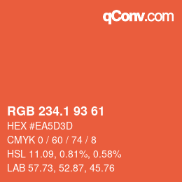 カラーコード: RGB 234.1 93 61 | qconv.com