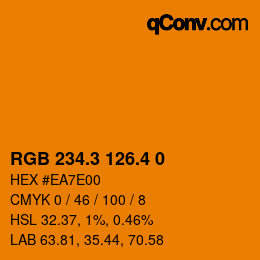 カラーコード: RGB 234.3 126.4 0 | qconv.com