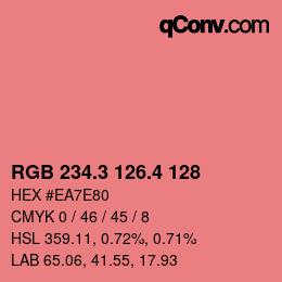 カラーコード: RGB 234.3 126.4 128 | qconv.com