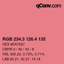 カラーコード: RGB 234.3 126.4 135 | qconv.com