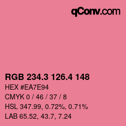 カラーコード: RGB 234.3 126.4 148 | qconv.com