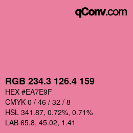 カラーコード: RGB 234.3 126.4 159 | qconv.com