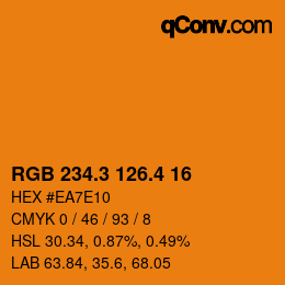 カラーコード: RGB 234.3 126.4 16 | qconv.com