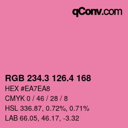 カラーコード: RGB 234.3 126.4 168 | qconv.com