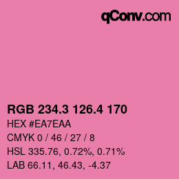 カラーコード: RGB 234.3 126.4 170 | qconv.com