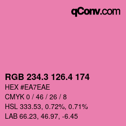 カラーコード: RGB 234.3 126.4 174 | qconv.com