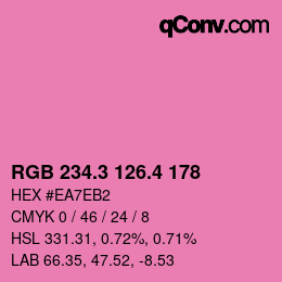 カラーコード: RGB 234.3 126.4 178 | qconv.com