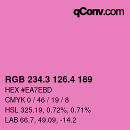 カラーコード: RGB 234.3 126.4 189 | qconv.com