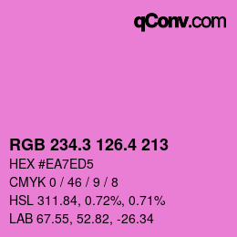 カラーコード: RGB 234.3 126.4 213 | qconv.com