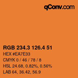 カラーコード: RGB 234.3 126.4 51 | qconv.com