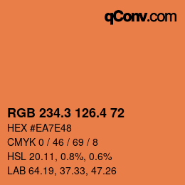 カラーコード: RGB 234.3 126.4 72 | qconv.com