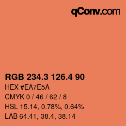 カラーコード: RGB 234.3 126.4 90 | qconv.com