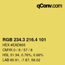 カラーコード: RGB 234.3 216.4 101 | qconv.com
