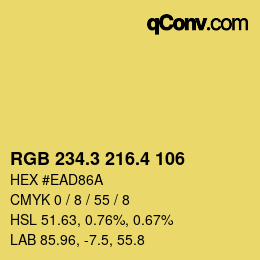 カラーコード: RGB 234.3 216.4 106 | qconv.com