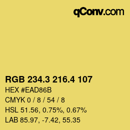 カラーコード: RGB 234.3 216.4 107 | qconv.com