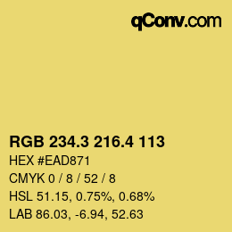カラーコード: RGB 234.3 216.4 113 | qconv.com