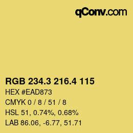カラーコード: RGB 234.3 216.4 115 | qconv.com