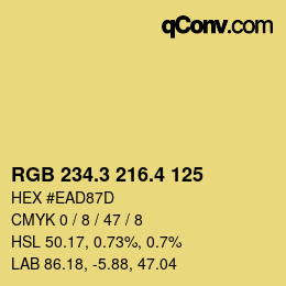 カラーコード: RGB 234.3 216.4 125 | qconv.com