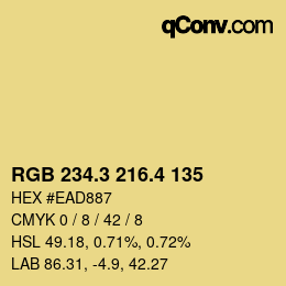カラーコード: RGB 234.3 216.4 135 | qconv.com