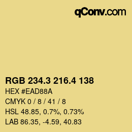カラーコード: RGB 234.3 216.4 138 | qconv.com