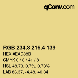 カラーコード: RGB 234.3 216.4 139 | qconv.com