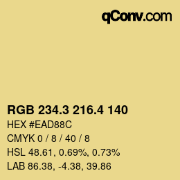 カラーコード: RGB 234.3 216.4 140 | qconv.com