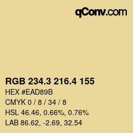 カラーコード: RGB 234.3 216.4 155 | qconv.com