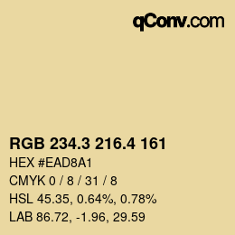 カラーコード: RGB 234.3 216.4 161 | qconv.com