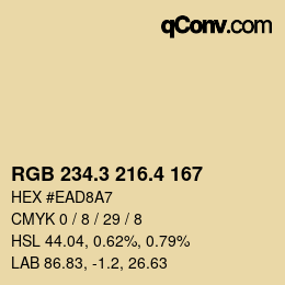 カラーコード: RGB 234.3 216.4 167 | qconv.com