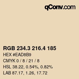 カラーコード: RGB 234.3 216.4 185 | qconv.com