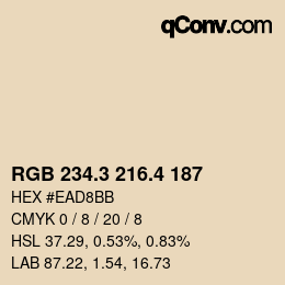 カラーコード: RGB 234.3 216.4 187 | qconv.com