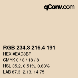 カラーコード: RGB 234.3 216.4 191 | qconv.com