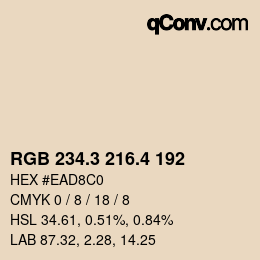 カラーコード: RGB 234.3 216.4 192 | qconv.com