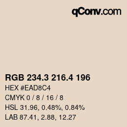 カラーコード: RGB 234.3 216.4 196 | qconv.com