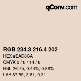 カラーコード: RGB 234.3 216.4 202 | qconv.com