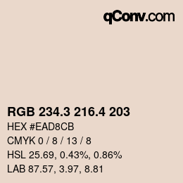 カラーコード: RGB 234.3 216.4 203 | qconv.com
