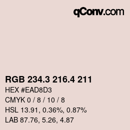 カラーコード: RGB 234.3 216.4 211 | qconv.com