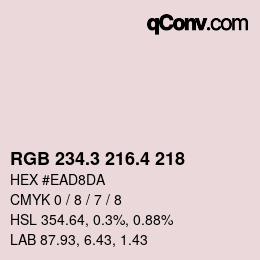 カラーコード: RGB 234.3 216.4 218 | qconv.com