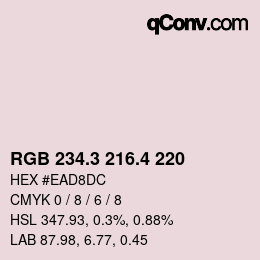 カラーコード: RGB 234.3 216.4 220 | qconv.com