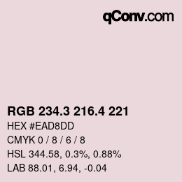 カラーコード: RGB 234.3 216.4 221 | qconv.com
