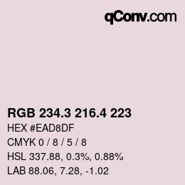 カラーコード: RGB 234.3 216.4 223 | qconv.com